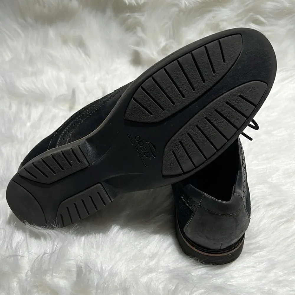 Abeo Ecco Black Leather and Suede Round Toe‎ Oxfords Size 10.5N.  B81